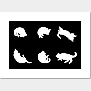 Sleeping Cats (White Outline) Posters and Art